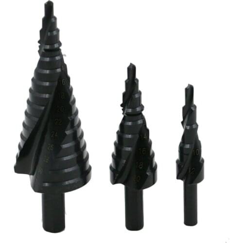 High Speed Steel Nitrogen Content In Spiral Groove Step Drill 4-32mm Multifunctional Bench Bit 3-Piece Set