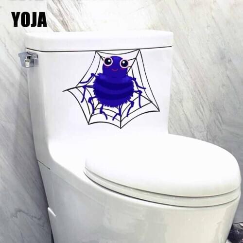 YOJA 23.2X19.2CM Button Free Spider Funny Living Room Home Decor Toilet Decal Wall Sticker Modern Cartoon T5-1167