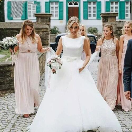 Elegant Satin Backless Wedding Dresses 2022 Vestidos De Novia Robe De Soiree свадебные платья Bride To Be свадебное платье