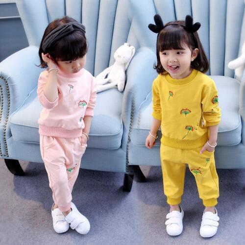 Sweet New Baby Infant Clothing Set Girls Kids Autumn Spring Leisure Suit Long Sleeved Sweatshirt+pant 2pcs Sets