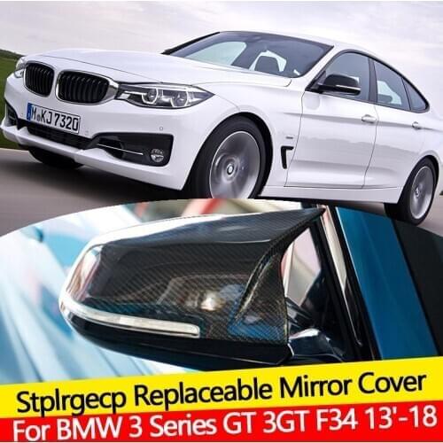 2pcs carbon Fiber Replacement Auto Car Rear View Side Mirror Cover Trim For BMW 3 Series GT 3GT F34 2013-2018