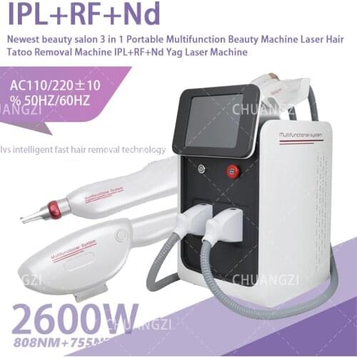 3 in1 E-Light IPL RF Nd Yag Laser Multifunction Tattoo Removal Machine Permanent Laser Hair Removal Beauty Equipment For 2021