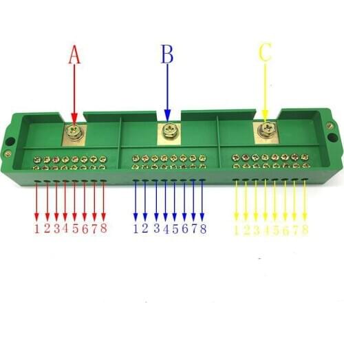 3-in 24-out Three-Phase 24-Household Junction Box Distribution Box Ground Wire Multi-out Branch Terminal Fire Wire Zero Line