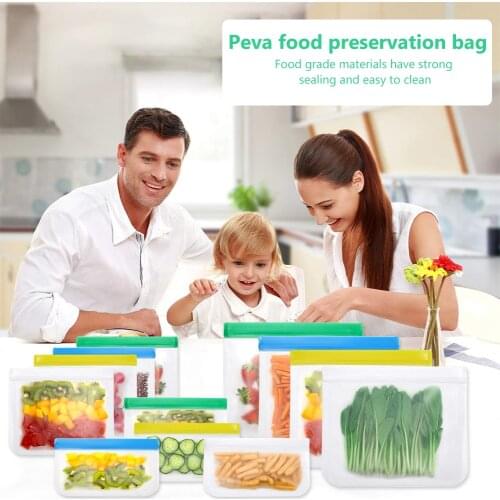 4Pcs Ziplock Silicone Food Storege Bag Resealable Sandwich Packer Fresh-keepping Bags Leakproof Pouch Fruit And Vegetable Sealed