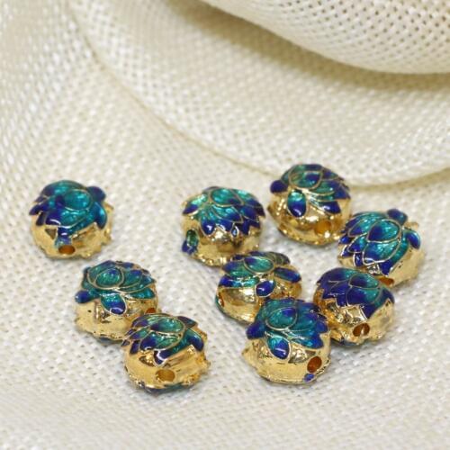 11mm charms carved lotus flower shape cloisonne accessories beads women men bracelets/necklace spacers diy findings 5pcs B2468