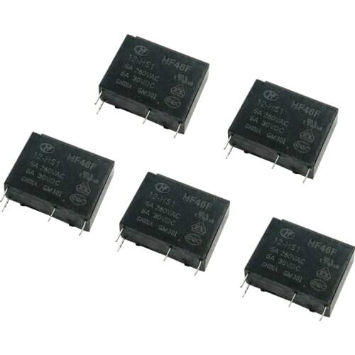 5 Pieces HF32F Mini DC 12V Coil Power Relay 4 Pin PCB Type Black Automobile Relay
