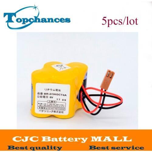 5pcs/lot High Quality Newest BR-2/3AGCT4A 6V Battery PLC BR-2/3AGCT4A Li-ion Batteries With Plug For A98L-0031-0025