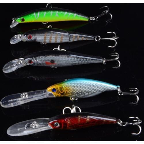 5pcs Mixed Colors Fishing Lures Minnow Crankbaits Bass Baits Wobblers Set Lifelike Fake Fishing bait Tackle Drop shipping