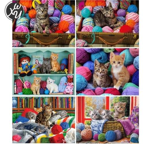 5D Diamond Painting Kits for Adults Cat Diamond Mosaic Animal Full Diamond Embroidery 5D Cross Stitch Diamond Art for Home Decor