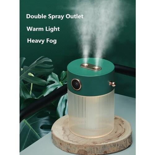 650ML 2 Mist Outlet Air Humidifier Portable USB Ultrasonic Aroma Diffuser Humidifier 4000mAh Battery with LED Display Screen