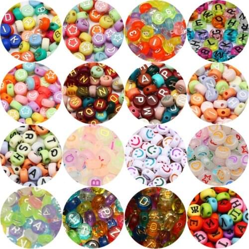 Mixed Letter Acrylic Spacer Beads Round Square Alphabet Digital Loose Beads For Jewelry Making Diy Bracelet Necklace Accessories
