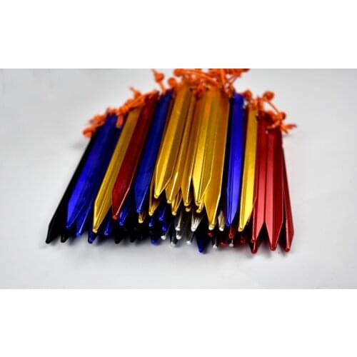 ARICXI 10 Pcs Tent Pegs withFluorescent rope Outdoor Camping Hiking Equipment Traveling Tent Accessories length 18CM Tent Nails