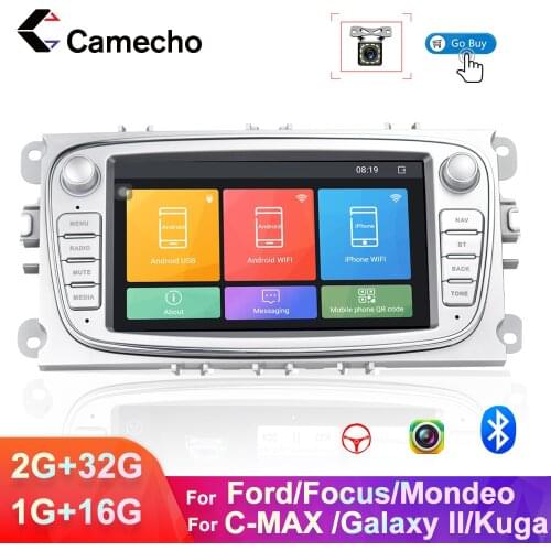Camecho 2 Din Android 8.1 Car Multimedia player GPS Navigation 7'' Touch Radio for Ford Focus Mondeo C-MAX S-MAX Galaxy II Kuga