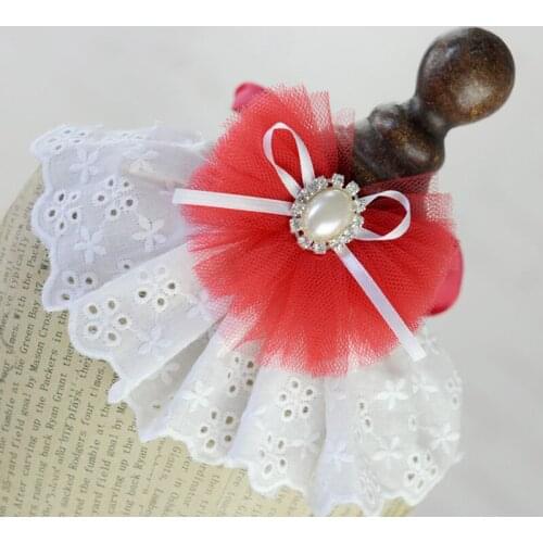 Pet Bowknot Lace Bib Pet Dogs Drool Towel Teddy Puppy Sweet Princess Scarf Bib Pet Crystal Necklace Collar