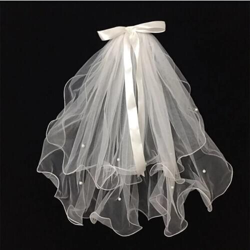 Ribbon Bow Knot Bridal Veil Wedding Bride Bridal Veils