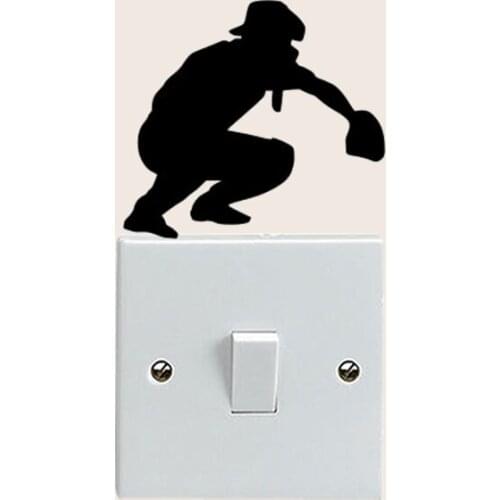 Baseball Player Home Decor Wall Decal Bedroom Vinyl Switch Sticker 6SS0473