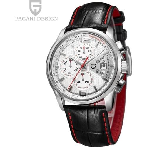 PAGANI DESIGN Mens Watches Luxury Brand Quartz Chronograph Stopwatch Calendar Leather Sport Waterproof Casual relogio masculino
