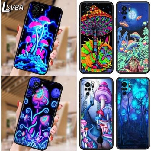 Weird Trippy Mushroom for Xiaomi Redmi Note 10 10S 9 9T 9S 9Pro Max 8T 8Pro 8 7 6 5 Pro 5A 4X 4 Soft Black Phone Case