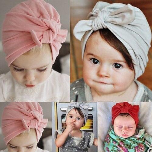 Citgeett Newborn Baby Toddler Kids Boy Girl Bowknot Cute Soft Cotton Beanie Hat Cap
