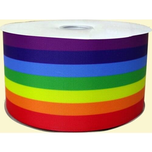 3" inch 75 mm 7.5 cm colorful rainbow stripes free shipping printed grosgrain ribbon for gift packing