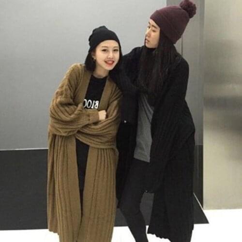 GOOHOJIO Long Loose V-neck Knitted Sweaters Women Thin Cardigan Fashion Long Sleeve Sun Protection Top Ropa Mujer lantern sleeve