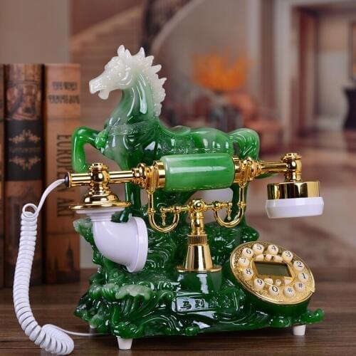 European telephone landline household wood fixed a retro antique telephone Decoration home Dial number