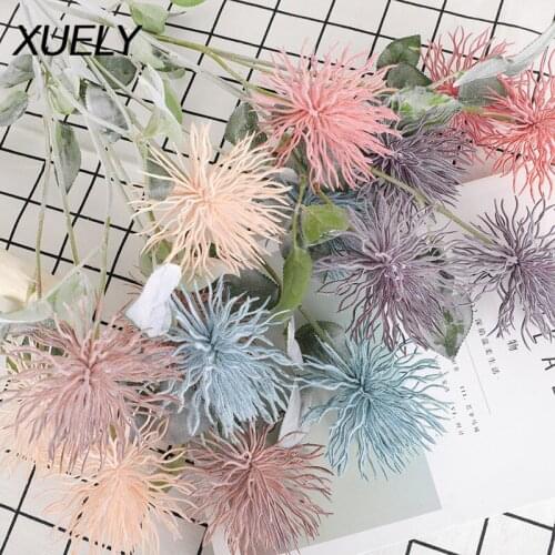 3 Heads artificial plants Simulated sea urchin plastic fake plants new peculiar flower for home party office wedding decoration