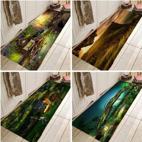 Landscape Secnic Rug Hallway Carpets Coral Fleece Rugs for Bedroom Living Room Carpet Kitchen Bathroom Anti-Slip Floor Mats