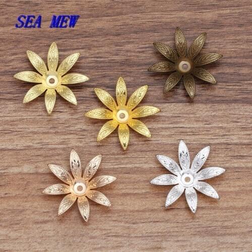 50 PCS 28mm Metal Brass Flowers Bead Caps Gold Silver Plated Flowers Base Setting DIY Handmade Accessories For Jewelry Making