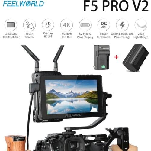 FEELWORLD F5 Pro 5.5 Inch on DSLR Camera Field Monitor Touch Screen IPS FHD1920x1080 4K HDMI Video Focus Assist for Gimbal Rig
