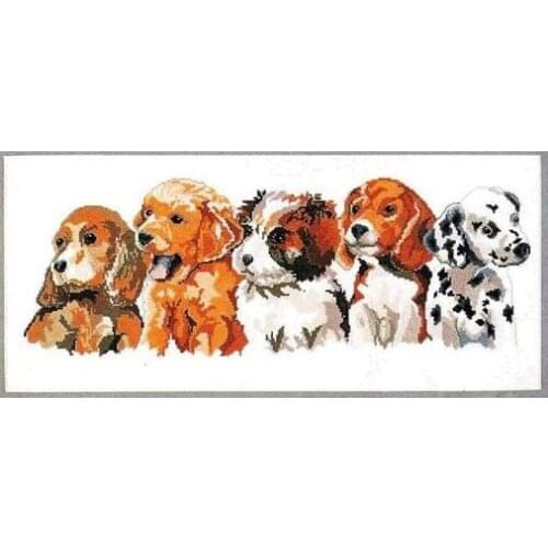 Pce702 five cute puppies Cross Stitch Set Cross-stitch Kit Embroidery Needlework Craft Packages Cotton Fabric Floss