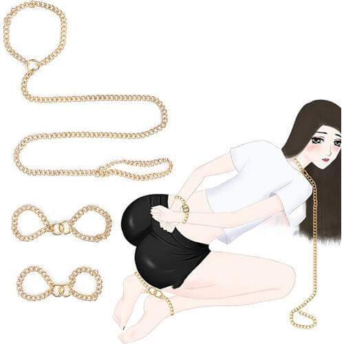 BDSM Bondage Restraint Bondage Fetish Slave Handcuffs & Ankle Cuffs & Collar Adult Erotic Sex Toys For Woman Couples Games Sex