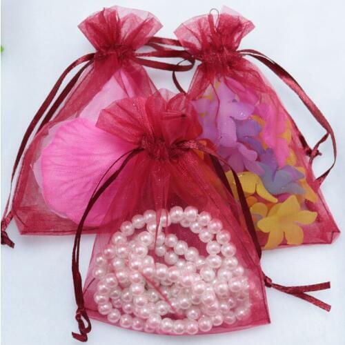Wholesale 500pcs High Quality 15x20cm Large Organza Bag Deep Red Color Wedding Gift Candy Bags Jewelry Package Pouch