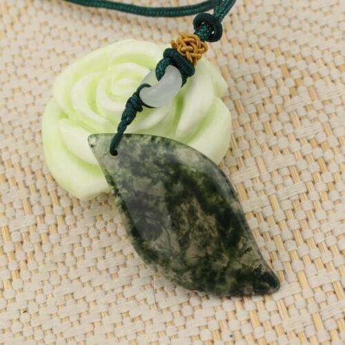 Leaf shape natural moss agate stone pendant natural gemstone pendant DIY jewerly for woman for gift wholesale