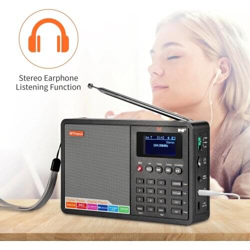 GTMEDIA D1 Portable Radio FM DAB stereo/ RDS Multi Band Radio Speaker with LCD Display Alarm Clock Support Micro SD TF Card