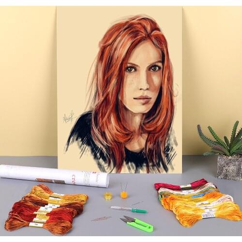 Doodles Printed Canvas 11CT Cross-Stitch Embroidery Patterns DMC Threads Knitting Handicraft Handmade Needlework Needle Decor