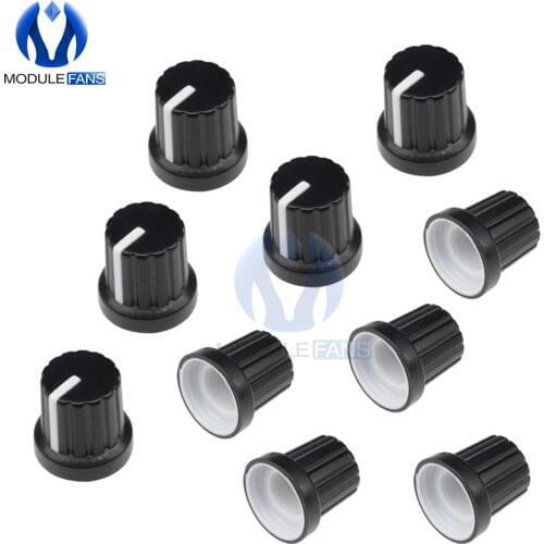 10pcs/lot WH148 Potentiometer Knobs 6mm dia Shaft Hole control knobs caps with plastic insert fit 1/4" shaft potentiometers