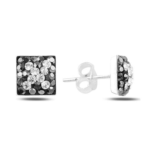 Silver 925 Sterling Crystal Stone Earrings