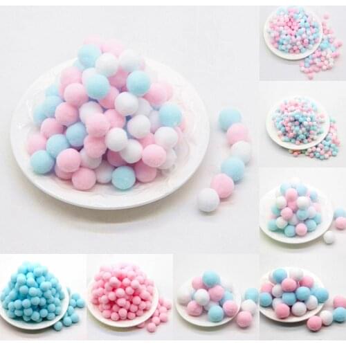 Pink Blue Mix Color Pompones 8/10/15/20/25/30mm Pom Pom DIY Doll Craft Sparkly Pompom Balls Wedding Christmas Decoration