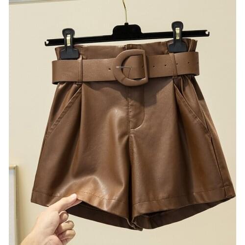 Black Pu Plus Large Size Oversize Korean Style Fashion WomenS Clothing 2021 Casual High Waist Shorts Female Harajuku