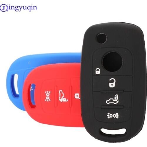 Jingyuqin Silicone Car Remote Flip Key Fob Shell Cover Case For Fiat Egea 500X Toro Tipo For Dodge Neon Skin 2015 2016 2017 2018
