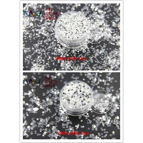 TCY001 Shinning white with silver colors Round Dot Shape glitter dust for nail Art or other DIY decoration