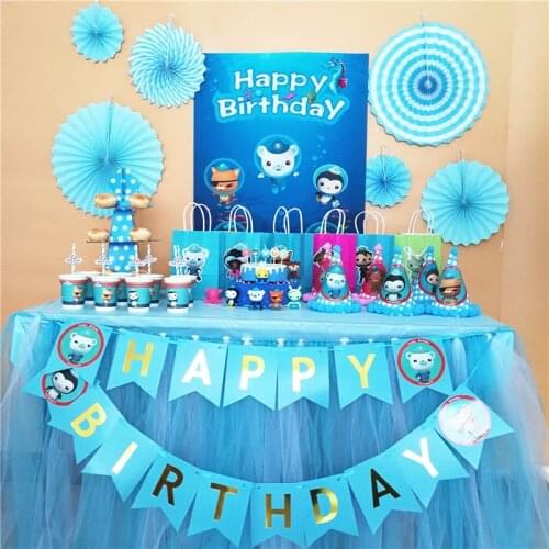 The Octonauts Barnacles Kwazii Peso Theme Party Decoration Paper Cup Plate Hat Baby Shower Balloons Kids Birthday Party Supplies