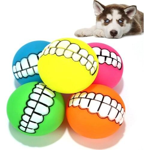 Funny PVC Dog Toys Squeaky Cleaning Tooth Dog Chew Toy Colorful Ball Puppy Training Interactive Pet Supplies
