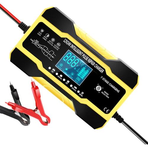 12V 10A 24V 5A Pulse Repair Charger with LCD Display, Motorcycle & Car Battery Charger,Automatic Smart Fast Battery Charger