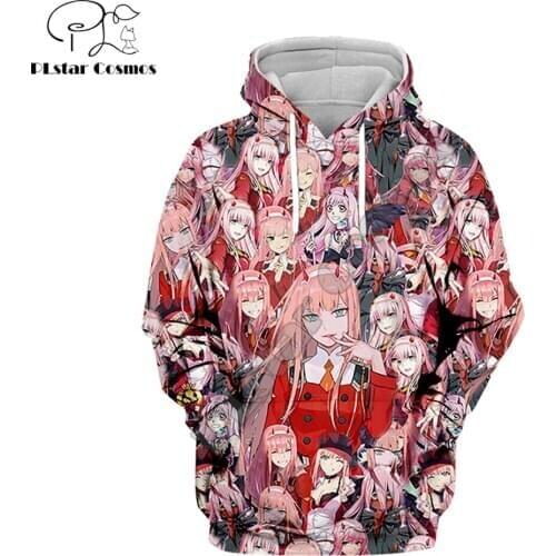 PLstar Cosmos DARLING Anime Hoodie Cool Punk Streetwear Girl Killer Punk Pullover Women/mens Hoodies Zero Two Cosplay Tracksuit