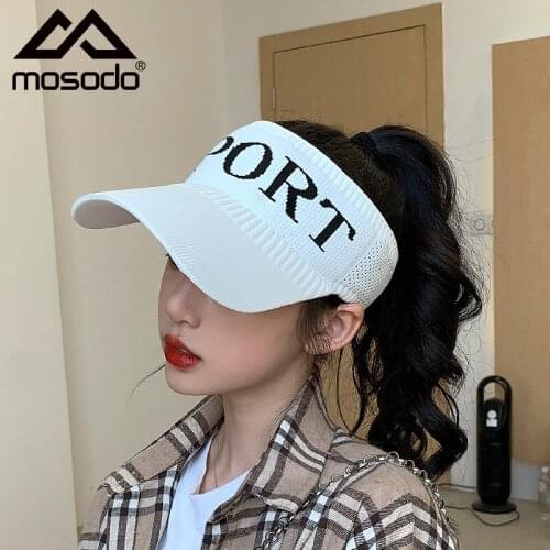 Mosodo Sun Hat Women Outdoor Sports Hat Knitted Cotton Duck Tongue Sun Hat Letter Baseball Hat Without Top