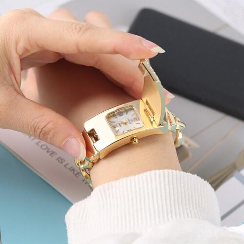 New Fashion Embed Crystal Diamond Luxury Silver Square Flap Cover Womens Bracelet Watch Golden Watch feminino horloges vrouwen