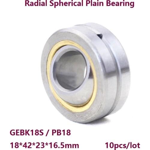 10pcs/lot GEBK18S PB18 18×42×23×16.5mm Self-Lubrication for 18mm shaft Radial Spherical Plain Bearing 18*42*23*16.5 mm