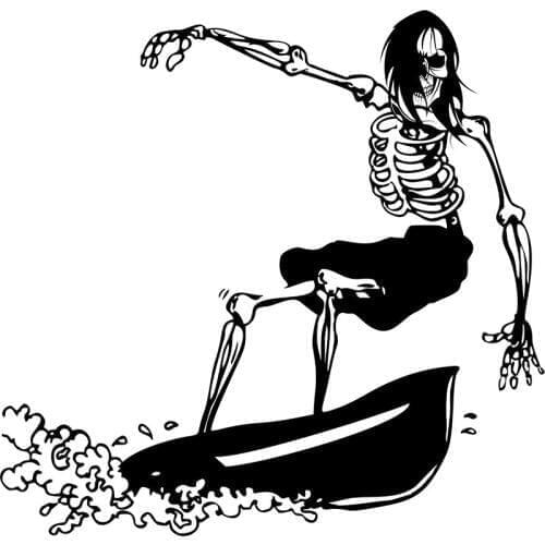 15*14.6cm Surfing Skeleton Skull Surfboard Designs Car Truck Window Vinyl Decal Sticker Handsome And Cool Stickers
